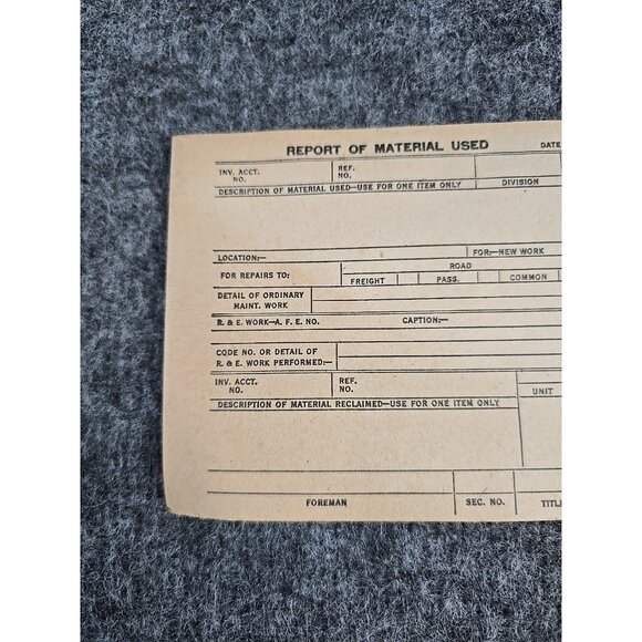 Vintage Railroad Documents Report of Material Used 1953 50s Blank Book Full - Picture 2 of 8